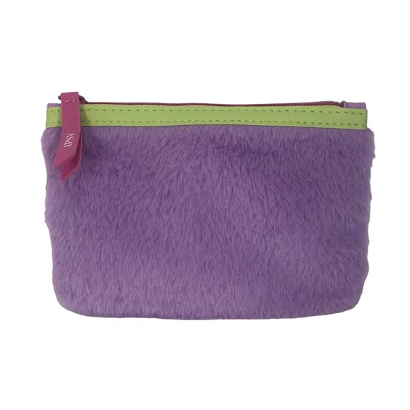 Ipsy Purple Faux Fur Zippered Bag w/ Charm Cosmetics Makeup Pouch Coin Boujee - Picture 1 of 4
